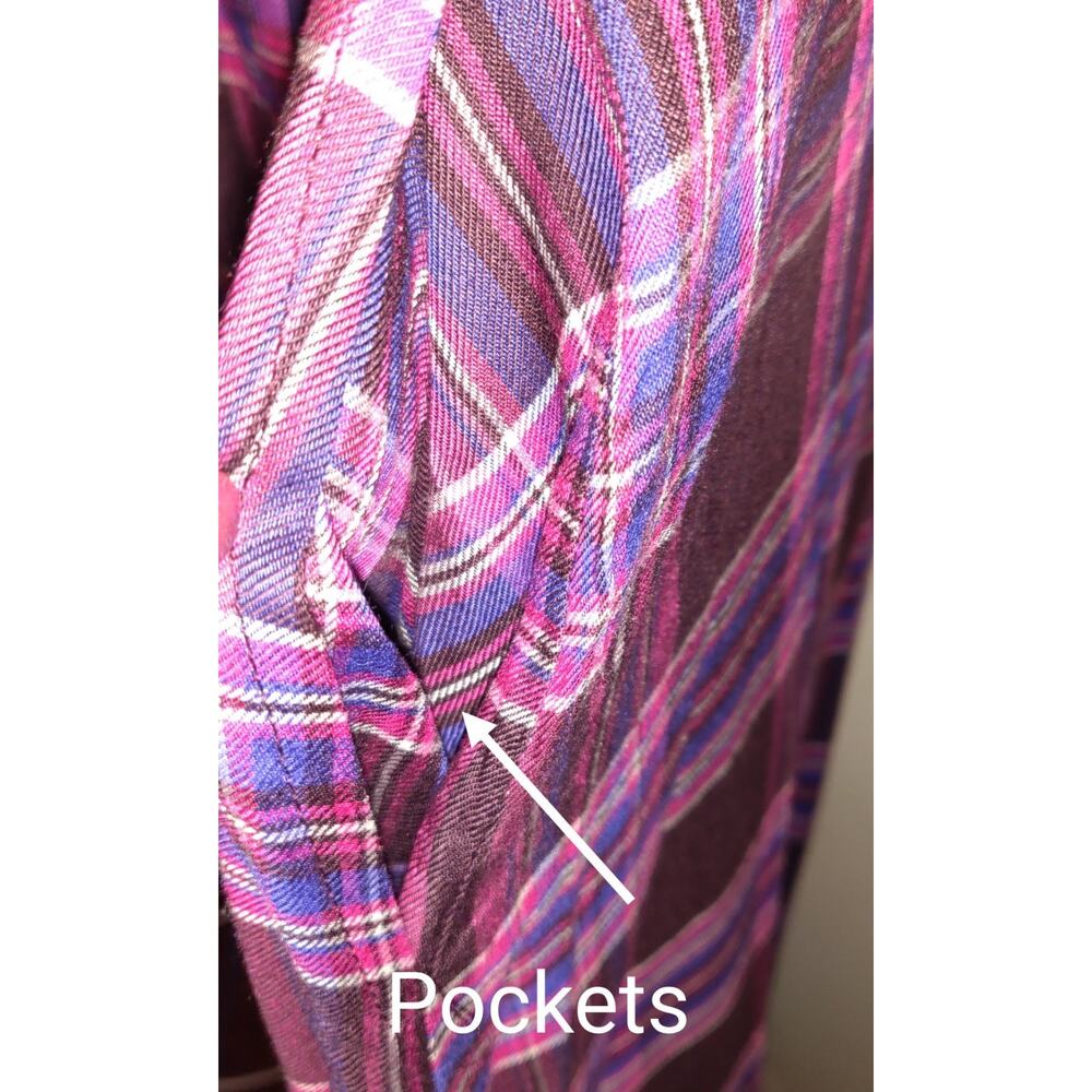 Roamans Plaid Dress PLUS 18W Purple Long Sleeve NEW Preppy Acadamia Teacher NWT - Picture 6 of 16